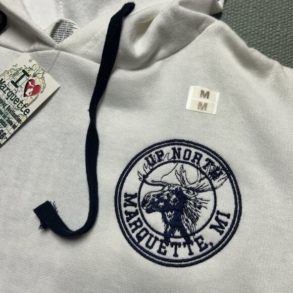 NWT pullover hoodie sweatshirt up north Marquette Michigan moose DEADSTOCK Med - Picture 4 of 8